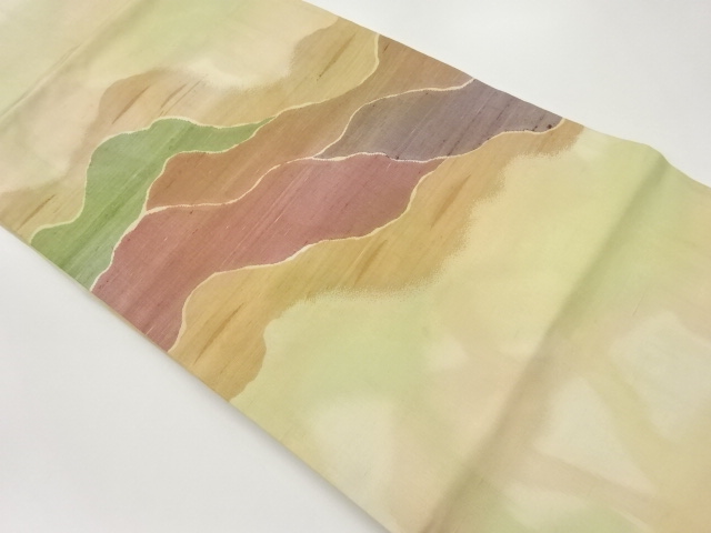 JAPANESE NAGOYA OBI / TSUMUGI / WOVEN ABSTRACT MICHINAGADORI